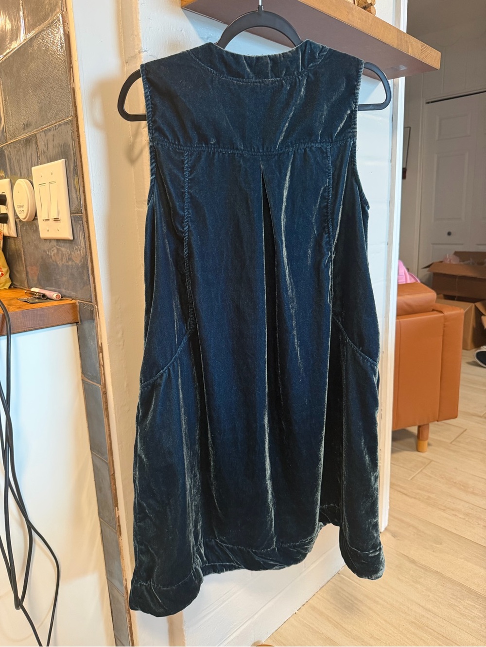 April Cornell Teal Textured Dress with Gold Hanger Loop - Picture 9 of 12